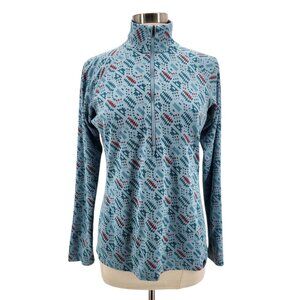 Patagonia Womens Large Top Capilene Midweight Baselayer 1/2 Zip Blue Outdoors